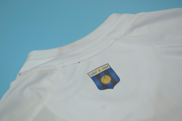 with Scudetto+Serie A Patch Retro Jersey 2007-2008 Inter Milan Away White Soccer Jersey