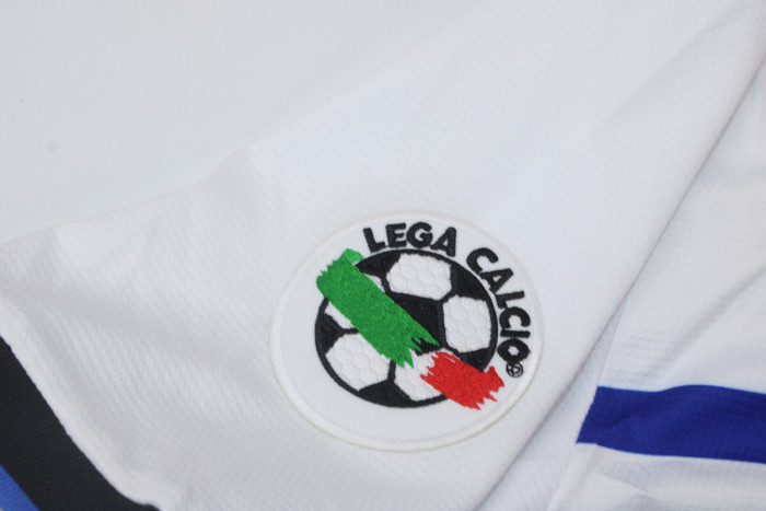 with Serie A Patch Retro Jersey 1998-1999 Inter Milan Away White Soccer Jersey Vintage Football Shirt