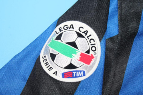 with Scudetto+Serie A Patch Retro Jersey 2007-2008 Inter Milan Home Soccer Jersey Vintage Football Shirt