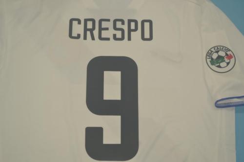 with Serie A Patch Retro Jersey Inter Milan 2002-2003 CRESPO 9 Away White Soccer Jersey Vintage Inter Football Shirt