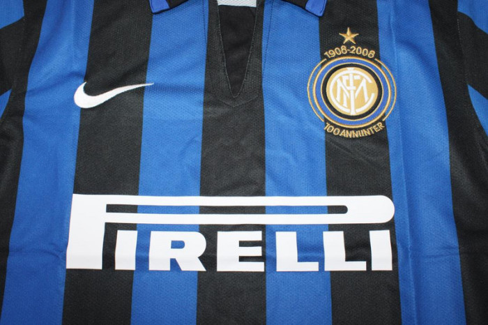 with Scudetto+Serie A Patch Retro Jersey 2007-2008 Inter Milan Home Soccer Jersey Vintage Football Shirt