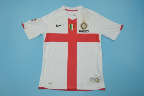 with Scudetto+Serie A Patch Retro Jersey 2007-2008 Inter Milan ADRIANO 10 Away White Soccer Jersey