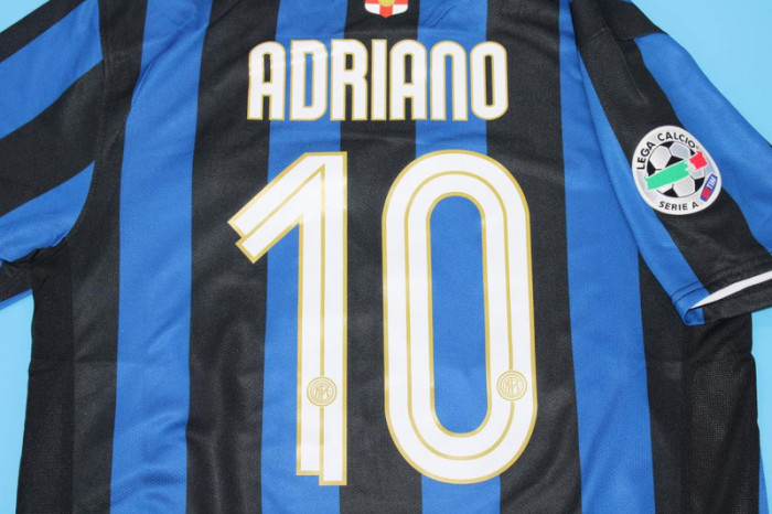 with Scudetto+Serie A Patch Retro Jersey 2007-2008 Inter Milan ADRIANO 10 Home Soccer Jersey Vintage Football Shirt