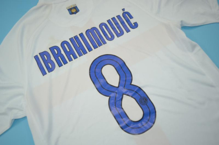with Scudetto+Serie A Patch Retro Jersey 2007-2008 Inter Milan IBRAHIMOVIC 8 Away White Soccer Jersey