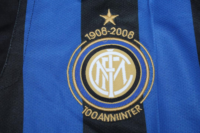 with Scudetto+Serie A Patch Retro Jersey 2007-2008 Inter Milan Home Soccer Jersey Vintage Football Shirt