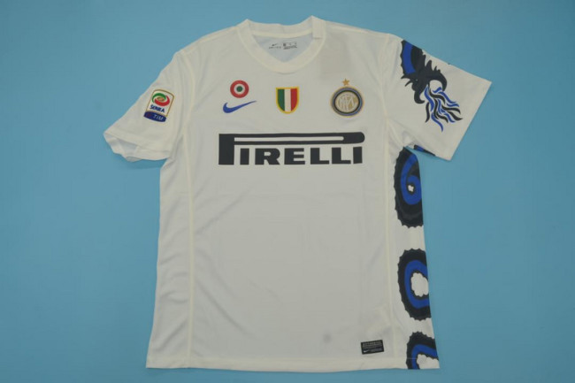 with Scudetto+Italia Coppa+Serie A Patch Retro Jersey 2010-2011 Inter Milan Away White Soccer Jersey