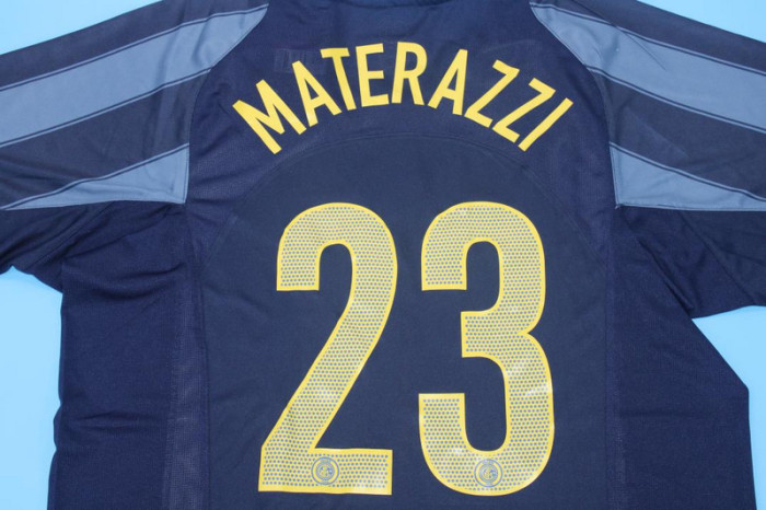 with UCL+coppa Italia Patch Retro Jersey 2004-2005 Inter Milan MATERAZZI 23 Third Away Soccer Jersey