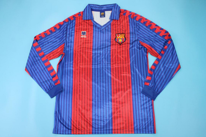 Long Sleeve Retro Jersey 1991-1992 Barcelona LINEKER 10 Home Soccer Jersey Vintage Football Shirt