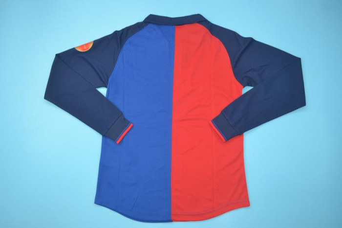with Patch Long Sleeve Retro Jersey 1999-2000 Barcelona Home Soccer Jersey Vintage Football Shirt