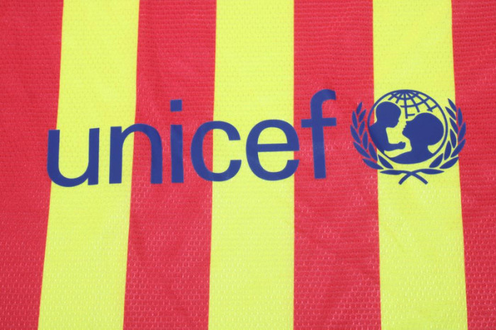 with LFP Patch Retro Jersey 2013-2014 Barcelona Away Yellow Soccer Jersey