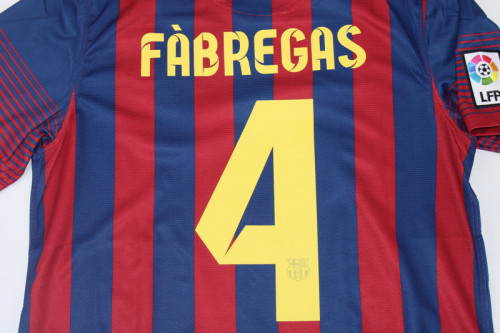 with LFP Patch Retro Jersey 2013-2014 Barcelona Fabregas 4 Home Soccer Jersey Vintage Football Shirt