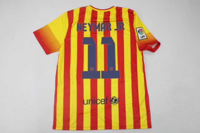 with LFP Patch Retro Jersey 2013-2014 Barcelona NEYMAR JR. 11 Away Yellow Soccer Jersey