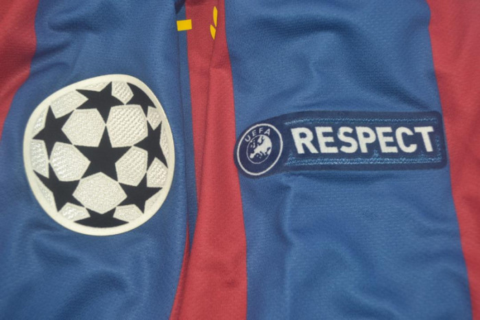 with UCL Patch+Front Lettering Long Sleeve Retro Jersey Barcelona 2010-2011 DAVID VILLA 7 UCL Final Home Soccer Jersey