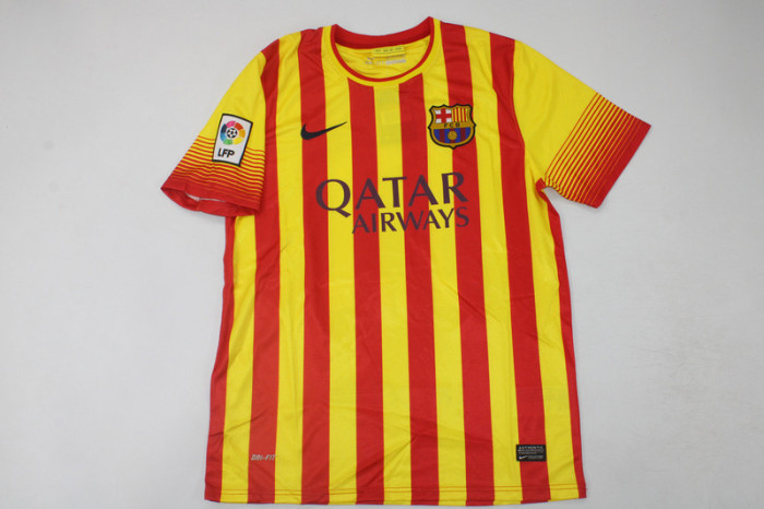 with LFP Patch Retro Jersey 2013-2014 Barcelona NEYMAR JR. 11 Away Yellow Soccer Jersey