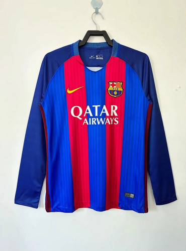 Long Sleeve Retro Camisetas de Futbol 2016-2017 Barcelona Home Soccer Jersey