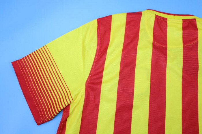with LFP Patch Retro Jersey 2013-2014 Barcelona Away Yellow Soccer Jersey