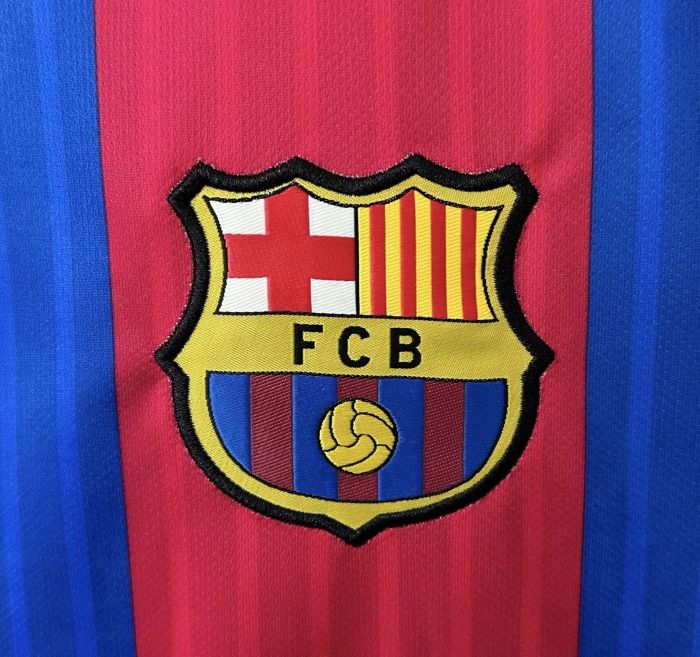 Long Sleeve Retro Camisetas de Futbol 2016-2017 Barcelona Home Soccer Jersey