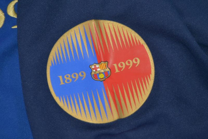 with Patch Long Sleeve Retro Jersey 1999-2000 Barcelona Home Soccer Jersey Vintage Football Shirt