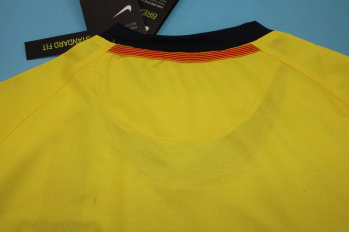 with UCL Patch Retro Jersey 2008-2009 Barcelona Away Yellow Soccer Jersey Vintage Football Shirt