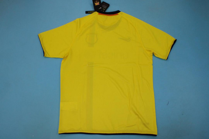 with UCL Patch Retro Jersey 2008-2009 Barcelona Away Yellow Soccer Jersey Vintage Football Shirt
