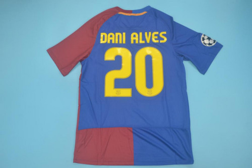 With UCL Patch Retro Jersey 2008-2009 Barcelona DANI ALVES 20 UCL Final Home Soccer Jersey