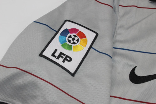 with LFP Patch Retro Jersey 2003-2004 Barcelona Away Grey Soccer Jersey Vintage Football Shirt