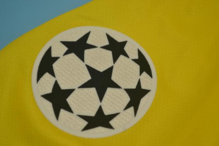 with UCL Patch Retro Jersey 2008-2009 Barcelona Away Yellow Soccer Jersey Vintage Football Shirt