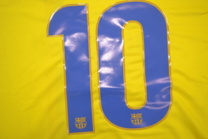 with LFP Patch Retro Jersey 2008-2009 Barcelona MESSI 10 Away Yellow Soccer Jersey Vintage Football Shirt