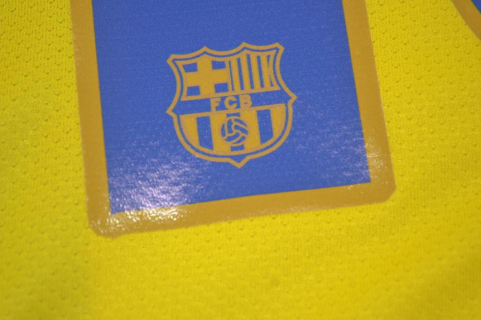 with LFP Patch Retro Jersey 2008-2009 Barcelona MESSI 10 Away Yellow Soccer Jersey Vintage Football Shirt