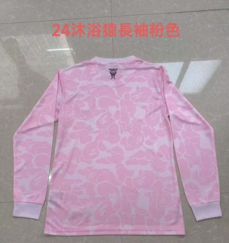 Long Sleeve 2024 Inter Miami Bape Verstion Pink Soccer Jersey