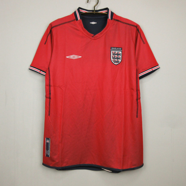 Retro Jersey 2002 England Away Red Soccer Jersey Vintage Football Shirt