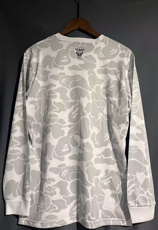 Long Sleeve 2024 Inter Miami Bape Verstion White Soccer Jersey
