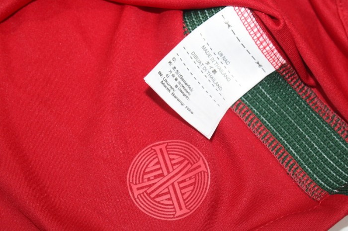 with Front Lettering+Euro Patch Long Sleeve Retro Jersey 2016 Portugal Home Vintage Soccer Jersey