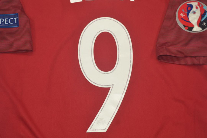 with Front Lettering+Euro Patch Retro Jersey 2016 Portugal EDER 9 Home Vintage Soccer Jersey
