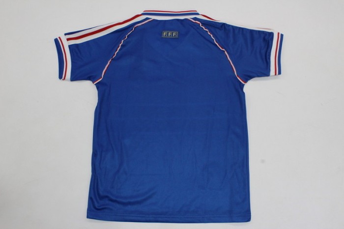 with Front Lettering Retro Youth Uniform 1998 France Home Soccer Jersey Shorts Vintage Child Football Kit