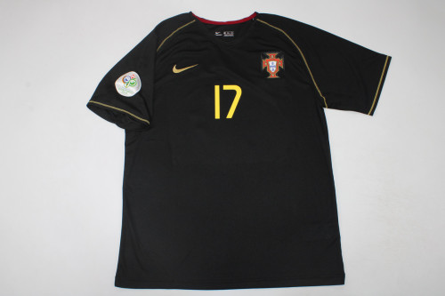 with World Cup Patch Retro Jersey 2006 Portugal Away Black Soccer Jersey