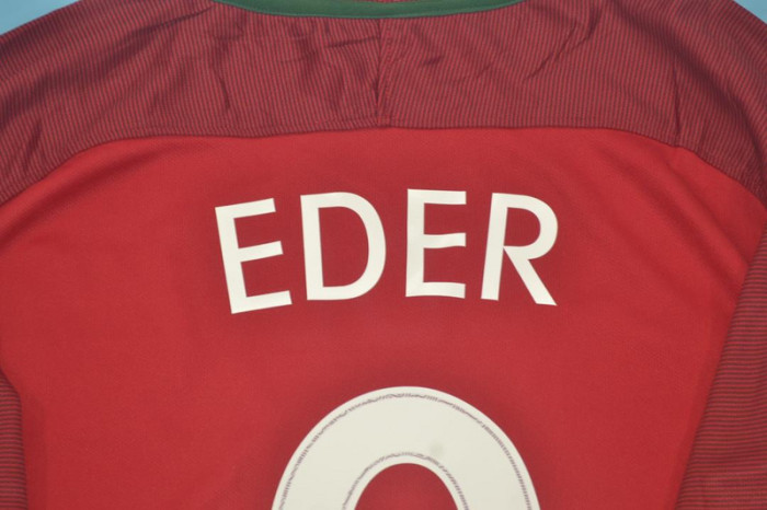with Front Lettering+Euro Patch Retro Jersey 2016 Portugal EDER 9 Home Vintage Soccer Jersey