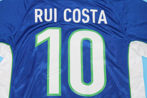 Retro Jersey 1998 Portugal 10 RUI COSTA Away Blue Soccer Jersey Vintage Football Shirt