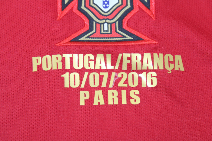 with Front Lettering+Euro Patch Long Sleeve Retro Jersey 2016 Portugal RONALDO 7 Home Vintage Soccer Jersey
