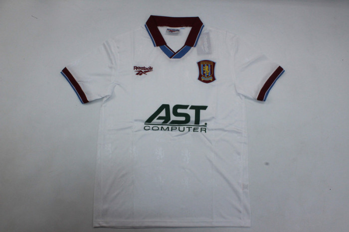 Retro Jersey 1995-1996 Aston Villa Away White Soccer Jersey Vintage Football Shirt