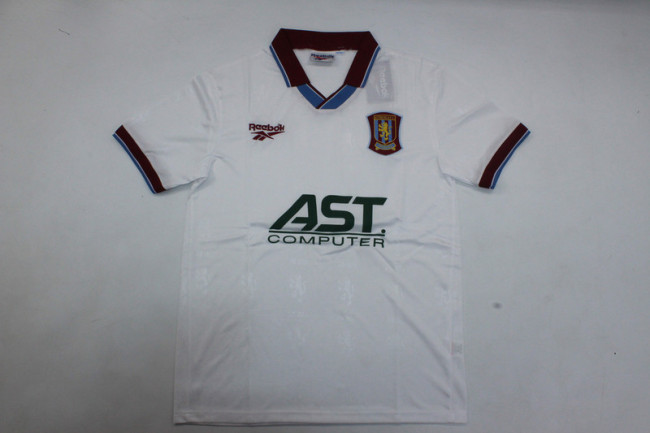 Retro Jersey 1995-1996 Aston Villa Away White Soccer Jersey Vintage Football Shirt