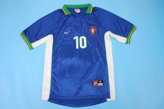 Retro Jersey 1998 Portugal 10 RUI COSTA Away Blue Soccer Jersey Vintage Football Shirt