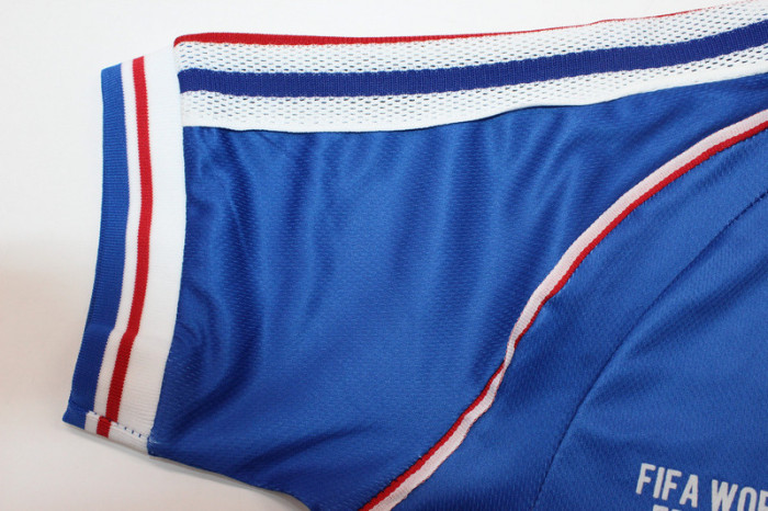 with Front Lettering Retro Youth Uniform 1998 France Home Soccer Jersey Shorts Vintage Child Football Kit