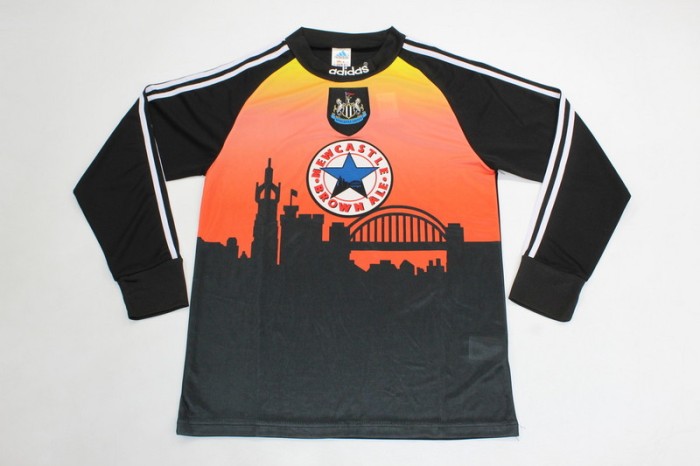 with EPL Patch Long Sleeve Retro Jersey 1996-1997 Newcastle United HISLOP 15 Orange/Black Goalkeeper Soccer Jersey Vintage Football Shirt