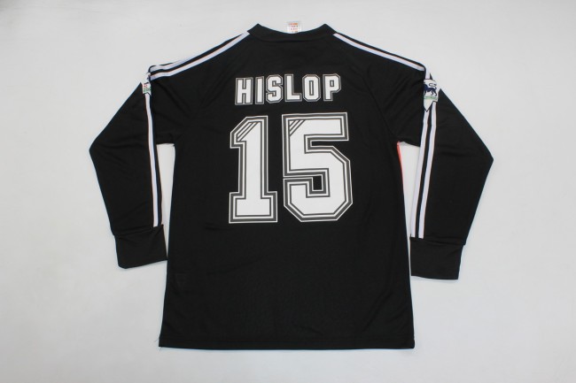 with EPL Patch Long Sleeve Retro Jersey 1996-1997 Newcastle United HISLOP 15 Orange/Black Goalkeeper Soccer Jersey Vintage Football Shirt