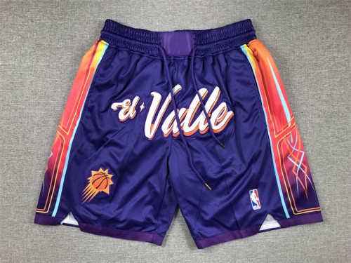 with Pocket 2024 City Eidition Phoenix Suns NBA Shorts Purple Basketball Shorts