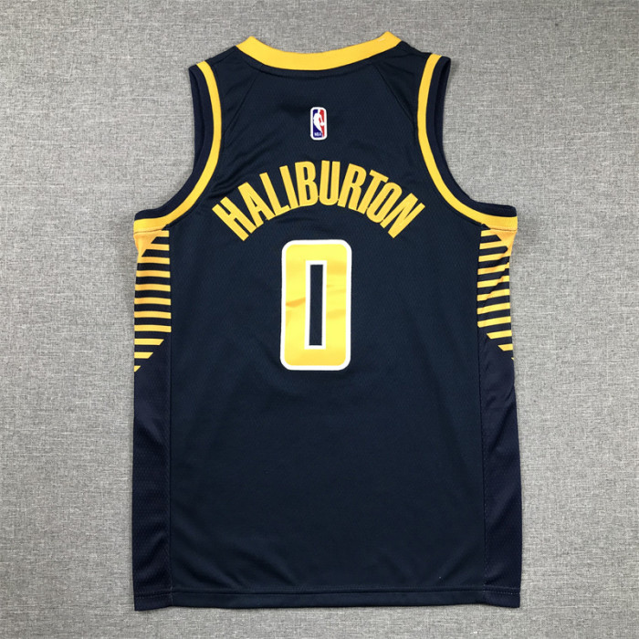 Youth/Kids Indiana Pacers 0 HALIBURTON Dark Blue NBA Shirt Child Basketball Jersey