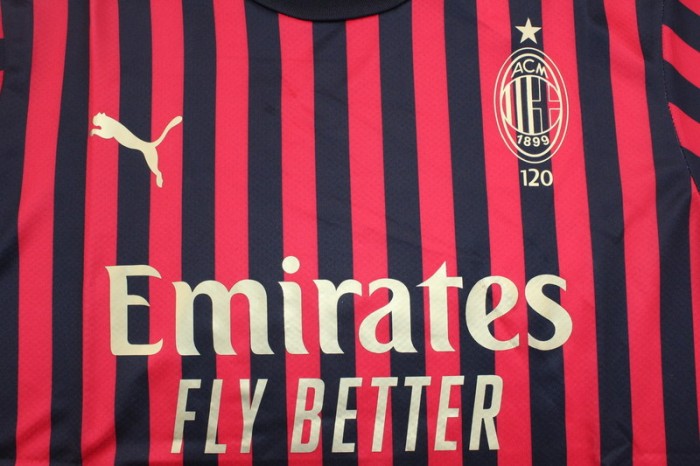 with Serie A+Trophy 7 Patch Fan Version 1660-1899 AC Milan 120th Edition Home Soccer Jersey AC Futbol Shirt