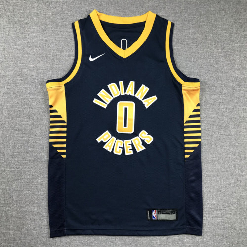 Youth/Kids Indiana Pacers 0 HALIBURTON Dark Blue NBA Shirt Child Basketball Jersey