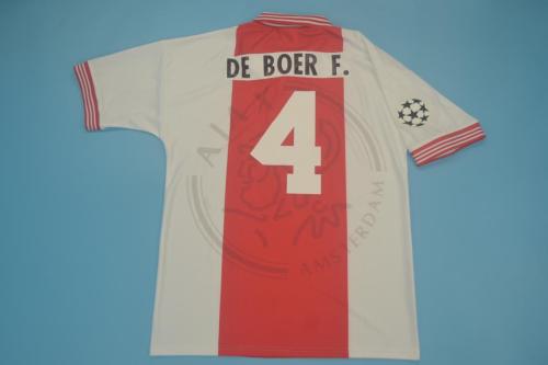 Retro Jersey 1995-1996 Ajax DE BOER F. 4 Home Soccer Jersey Vintage Football Shirt